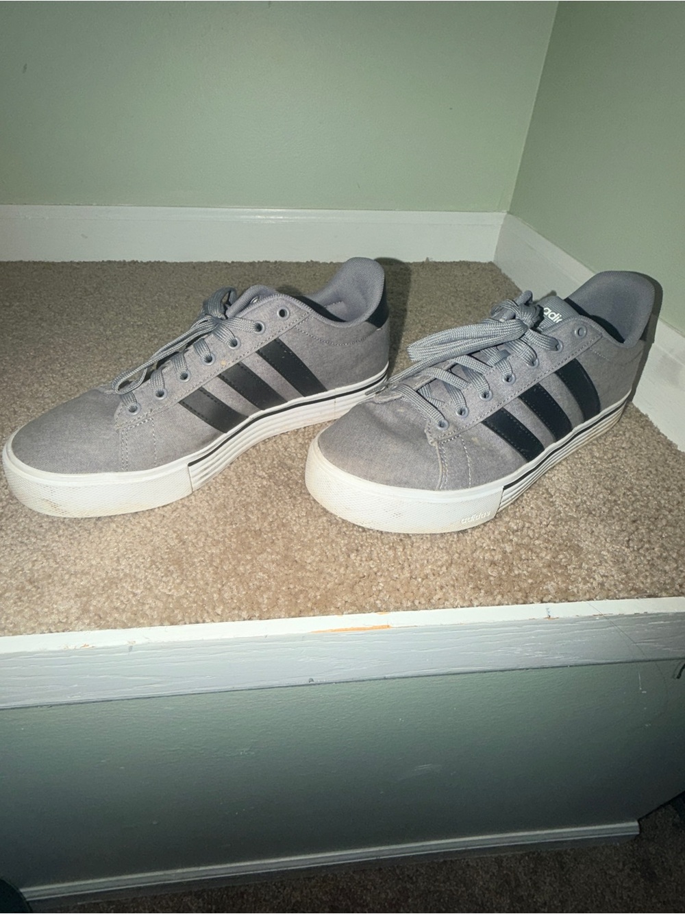 adidas Grey Suede Low-Top Sneakers with Black Stripes